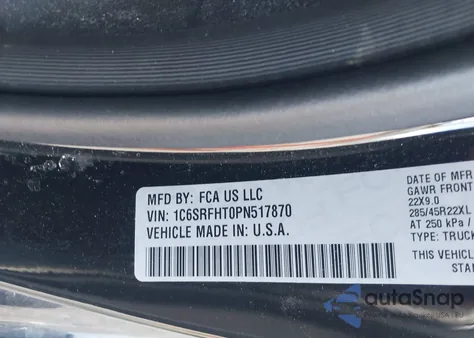 2023 Ram 1500 Limited 4X4 5'7 Box из США, поврежденный, VIN 1C6SRFHT0PN517870